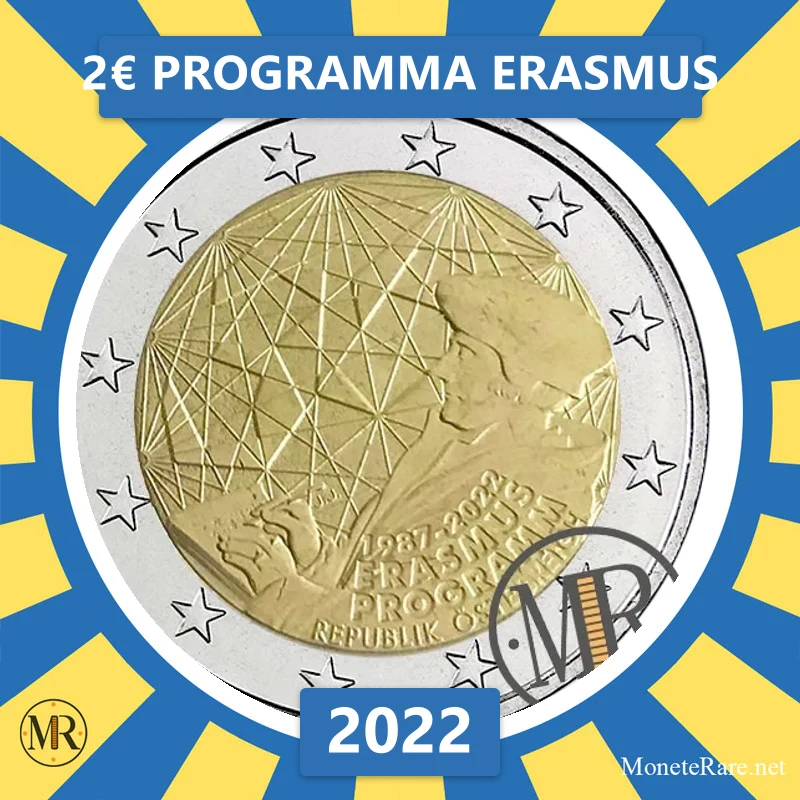 Österreich 2€ Programma Erasmus 2022 Österreich 2€ Programma Erasmus 2022 (Münzfoto)