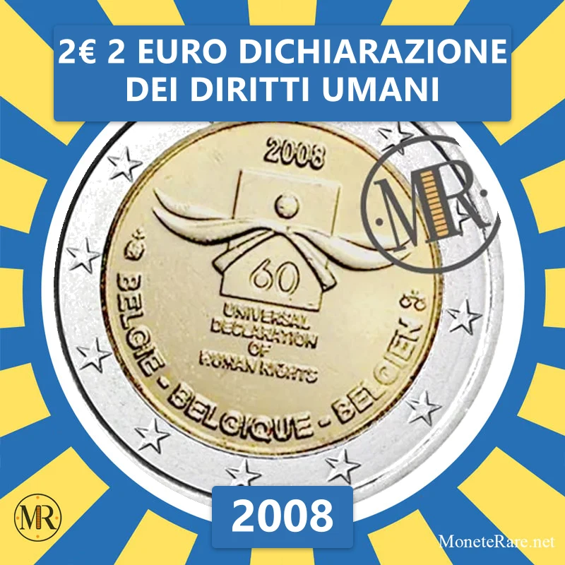 Belgien 2€ 2 Euro Erklärung der Menschenrechte 2008 (Münzfoto)