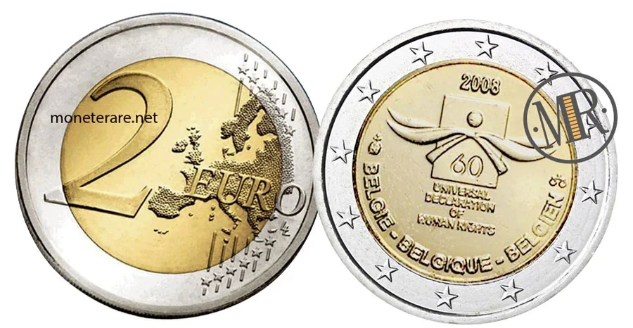 2-Euro-Gedenkmünze Belgien 2008 Menschenrechte