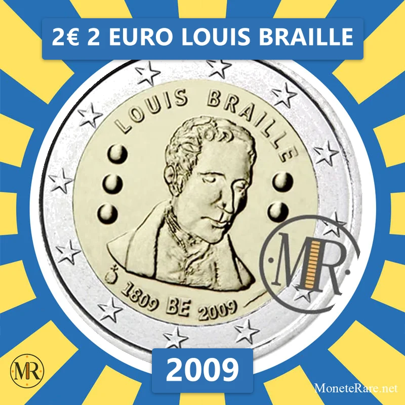 Belgien 2€ 2 Euro Louis Braille 2009 (Münzfoto)