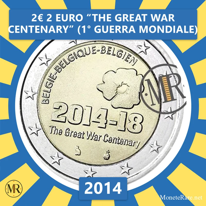 Belgien 2€ 2 Euro „Der Große Krieg Centenary“ (1. Weltkrieg) 2014 (Münzfoto)