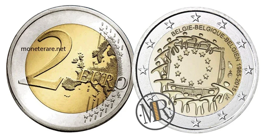 2-Euro-Gedenkmünze Belgien 2015 Europaflagge