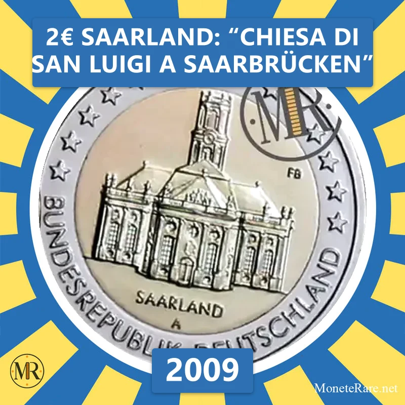 Estland 2€ Saarland: “Chiesa di San Luigi a Saarbrücken” 2009 (Münzfoto)