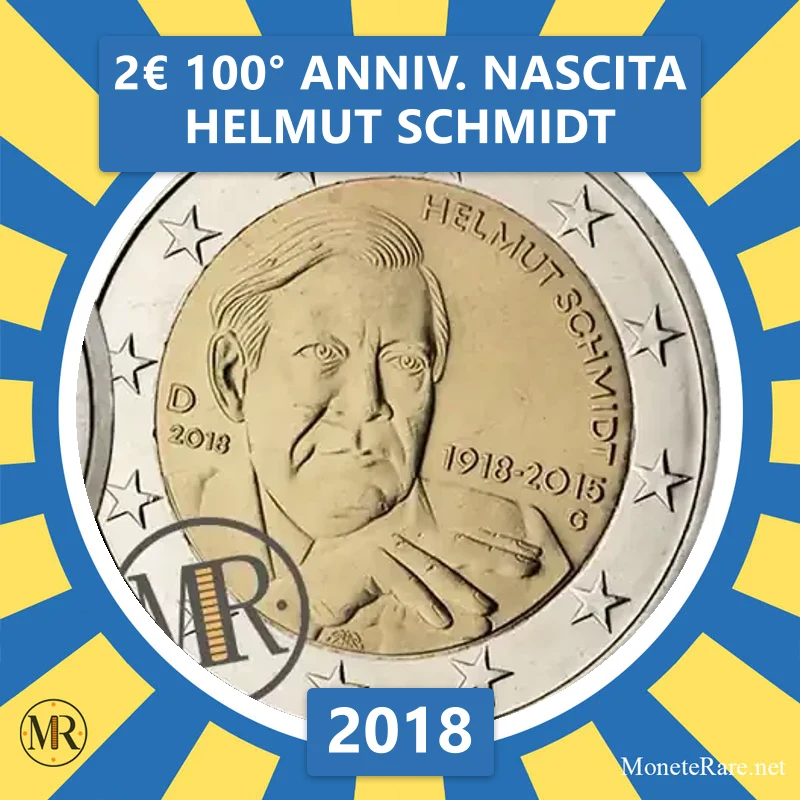 Estland 2€ 100. Jahrestag der Geburt von Helmut Schmidt 2018 (Münzfoto)