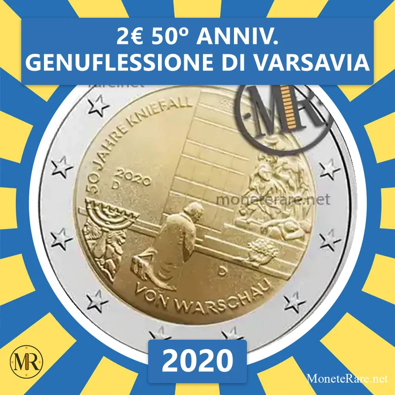 Estland 2€ 50º anniv. genuflessione di Varsavia 2020 (Münzfoto)