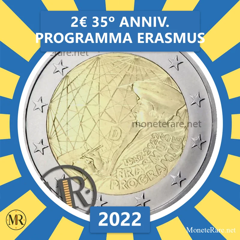Estland 2€ 35. Jahrestag des Erasmus-Programms 2022 (Münzfoto)