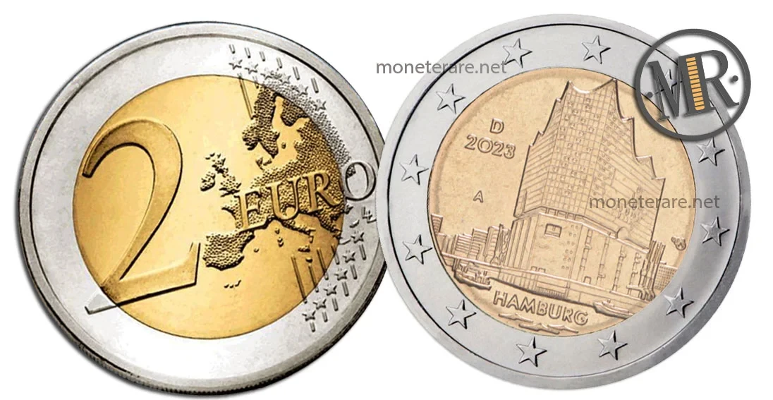 2-Euro-Gedenkmünzen Deutschland 2023 Elbphilharmonie Hamburg