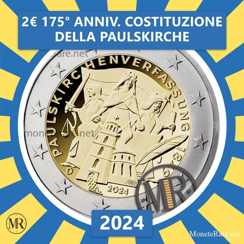 Estland 2€ 175. Jahrestag der Verfassung der Paulskirche 2024 (Münzfoto)