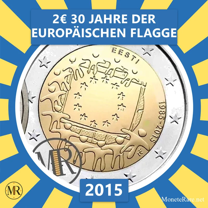 Estland 2€ 30 Jahre der Europäischen Flagge 2015 (Münzfoto)