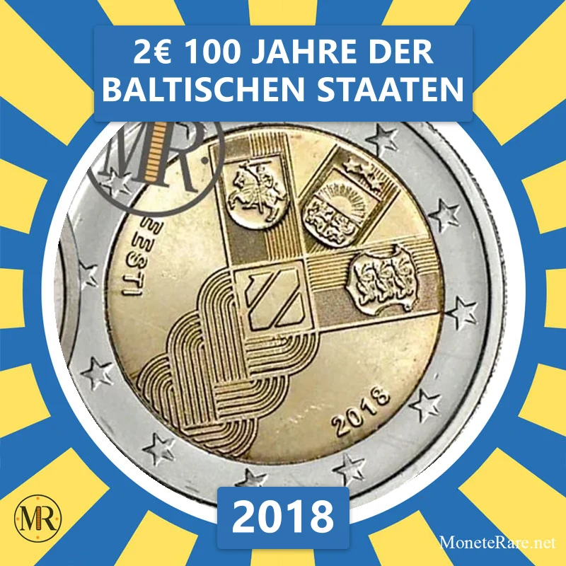 Estland 2€ 100 Jahre der Baltischen Staaten 2018 (Münzfoto)