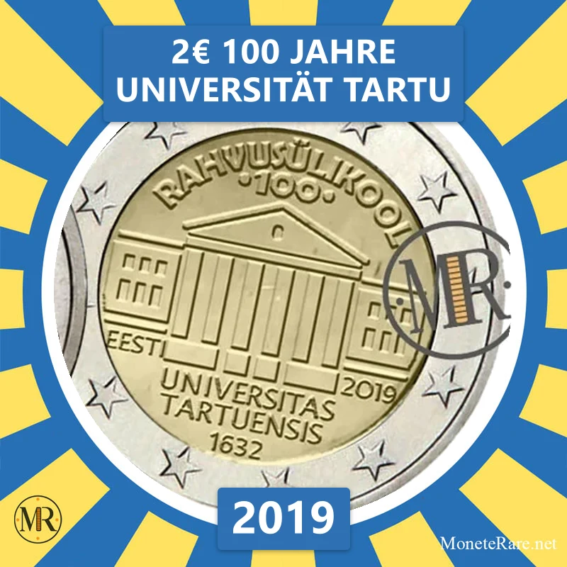 Estland 2€ 100 Jahre Universität Tartu 2019 (Münzfoto)