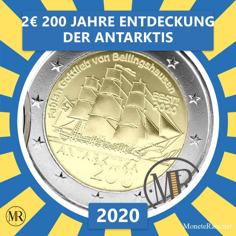 Estland 2€ 200 Jahre Entdeckung der Antarktis 2020 (Münzfoto)