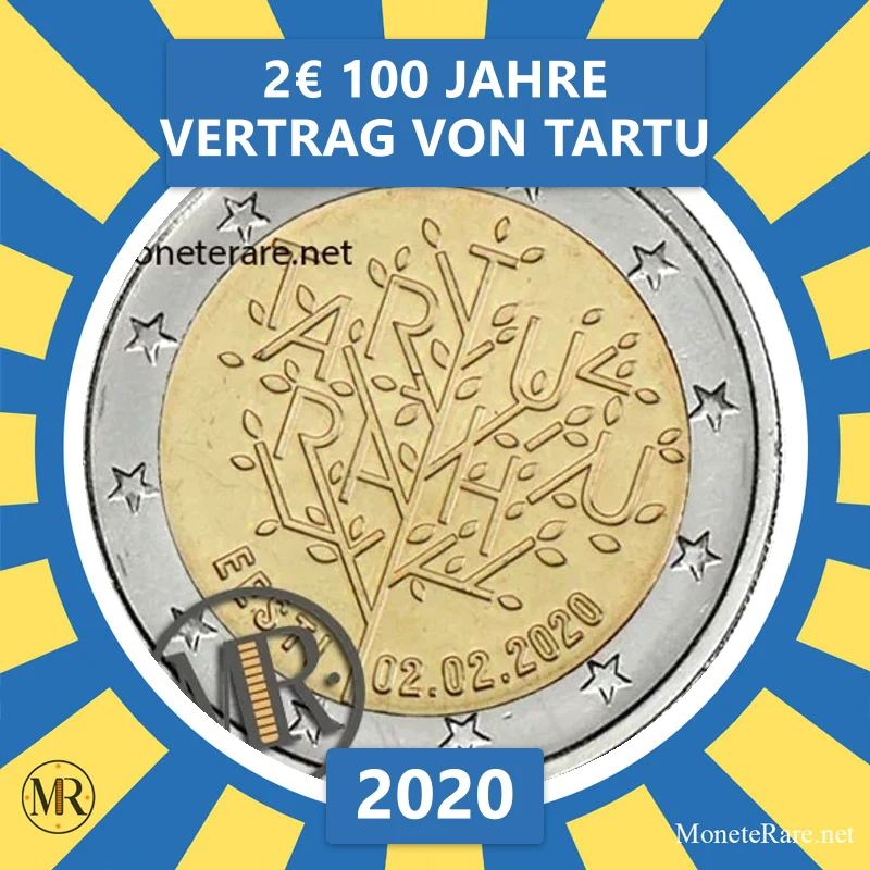 Estland 2€ 100 Jahre Vertrag von Tartu 2020 (Münzfoto)