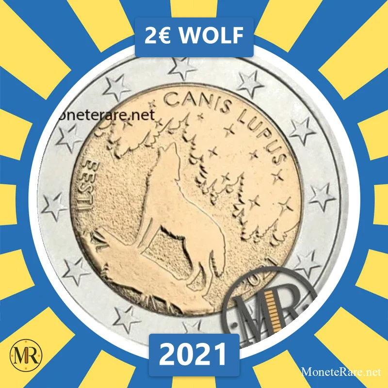 Estland 2€ Wolf 2021 (Münzfoto)