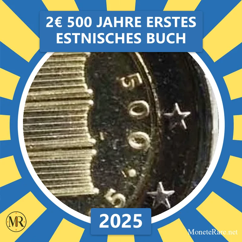 Estland 2€ 500 Jahre erstes estnisches Buch 2025 (Münzfoto)