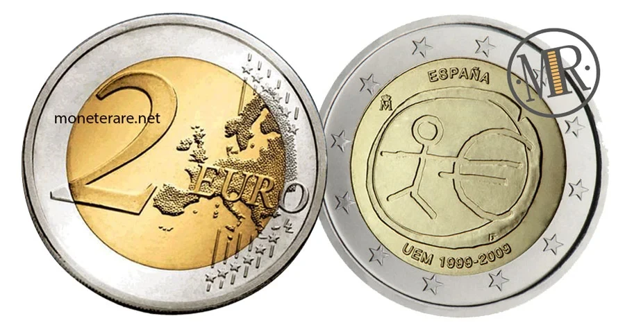 2 Euro Gedenkmünze Spanien 2009 Wirtschafts- und Währungsunion UEM