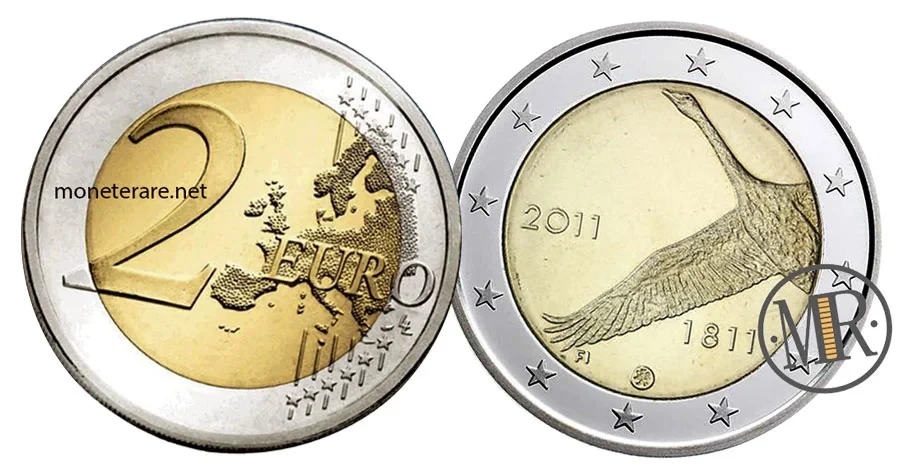 2-Euro-Gedenkmünze Finnland 2011 Zentralbank Schwan
