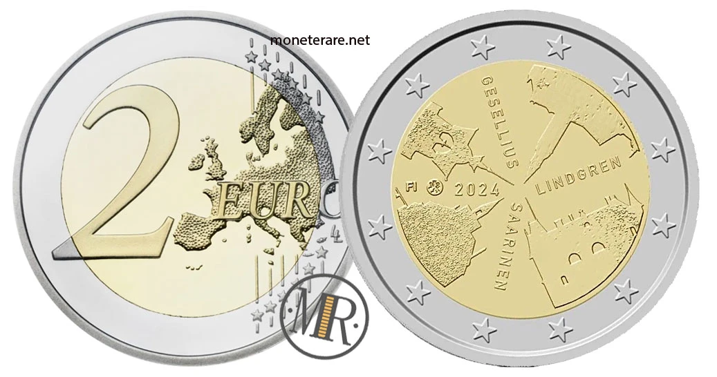 Finnland 2-Euro-Gedenkmünze 2024 – Gesellius, Lindgren, Saarinen — architettura finlandese