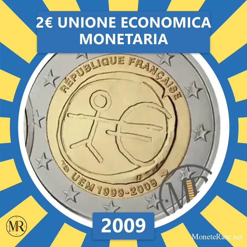 Frankreich 2€ Währungsunion 2009 (Münzfoto)