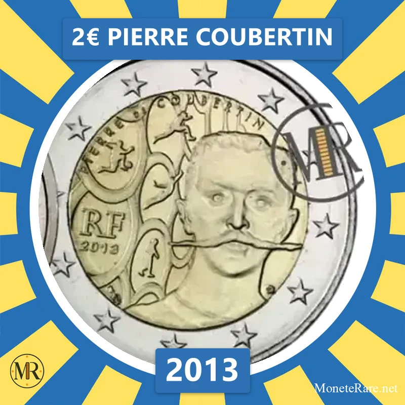 Frankreich 2€ Pierre Coubertin 2013 (Münzfoto)