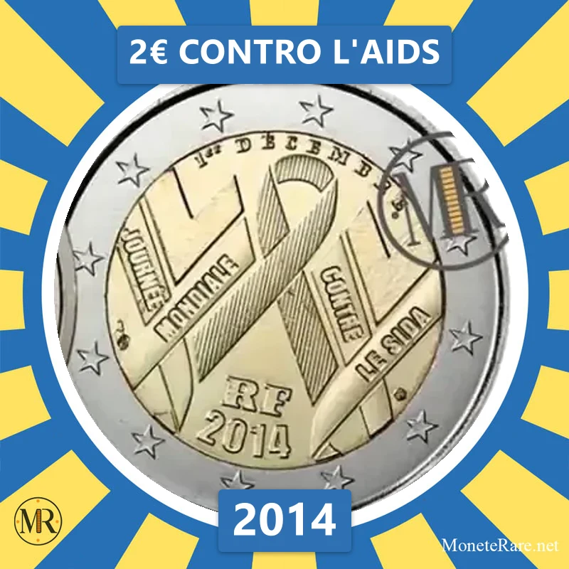 Frankreich 2€ Gegen AIDS 2014 (Münzfoto)