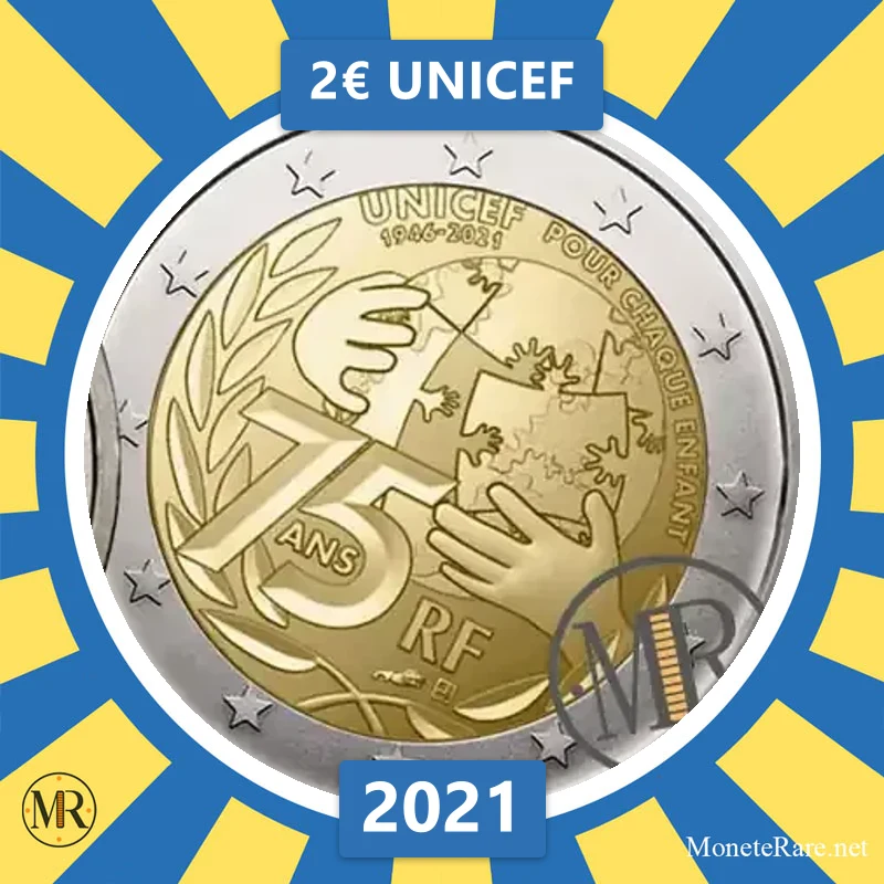 Frankreich 2€ UNICEF 2021 (Münzfoto)