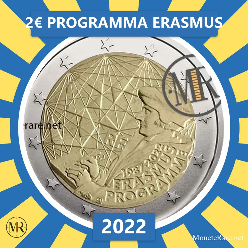 Frankreich 2€ Erasmus-Programm 2022 (Münzfoto)