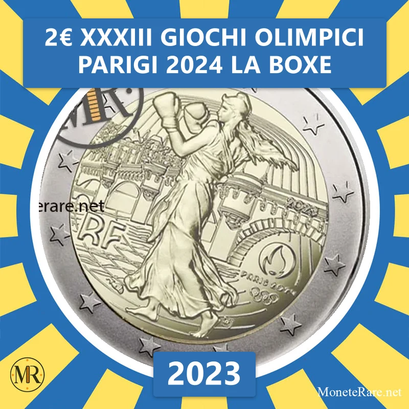 Frankreich 2€ XXXIII Olympische Spiele Paris 2024 Boxen 2023 (Münzfoto)