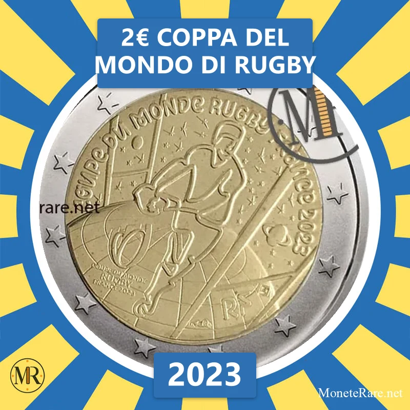 Frankreich 2€ Rugby-Weltmeisterschaft 2023 (Münzfoto)