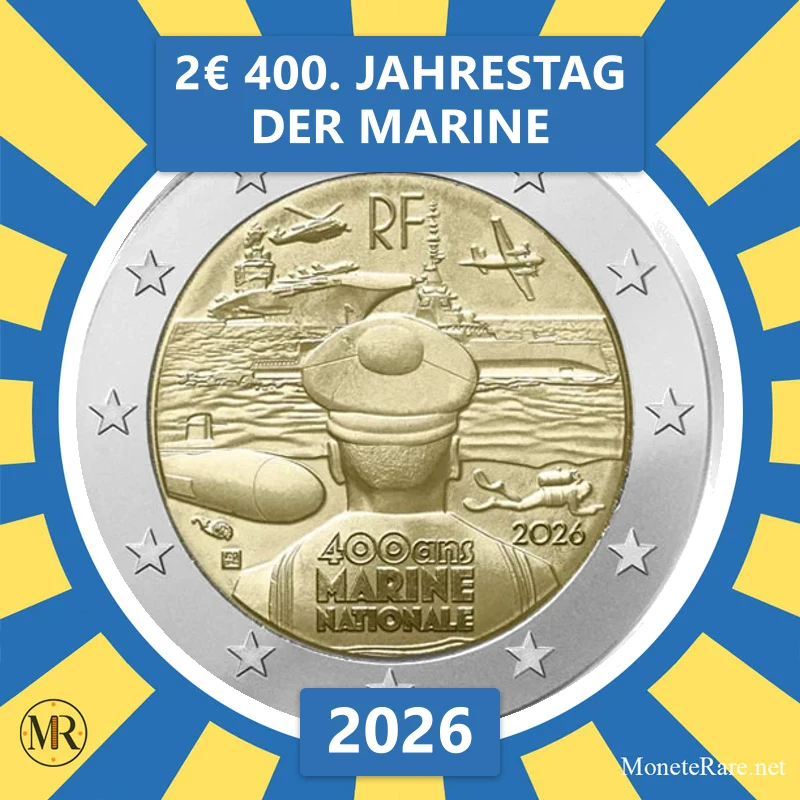 Frankreich 2€ 400. Jahrestag der Marine 2026 Frankreich 2€ 400. Jahrestag der Marine 2026 (Münzfoto)