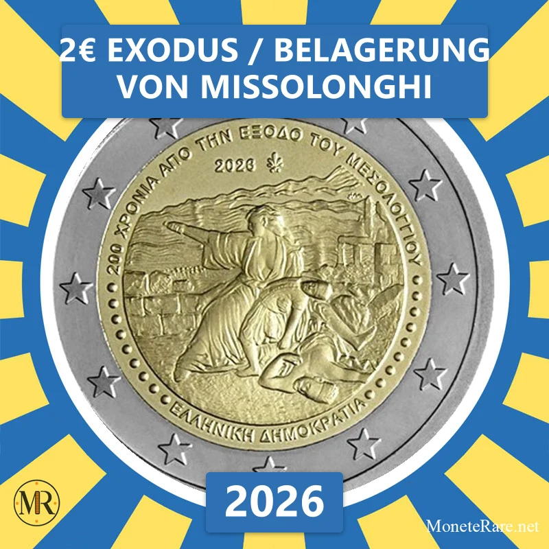 Griechenland 2€ Exodus / Belagerung von Missolonghi 2026 Griechenland 2€ Exodus / Belagerung von Missolonghi 2026 (Münzfoto)