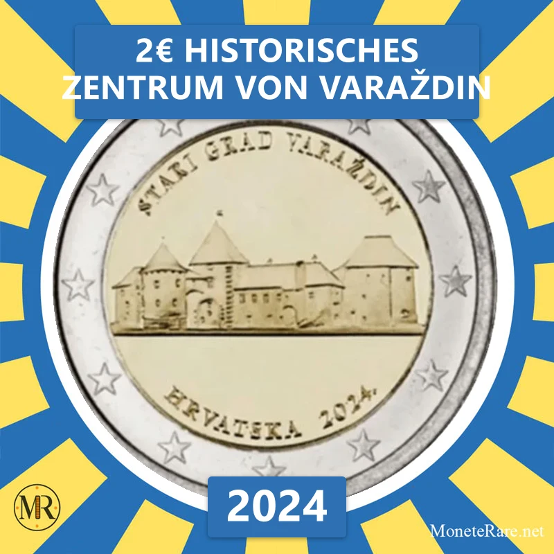 Kroatien 2€ Historisches Zentrum von Varaždin 2024 (Münzfoto)