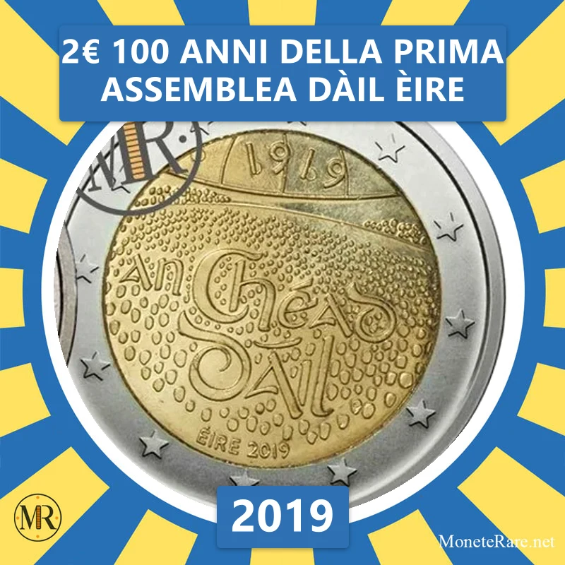 Irland 2€ 100 Jahre erste Dáil Éireann-Versammlung 2019 Irland 2€ 100 Jahre erste Dáil Éireann-Versammlung 2019 (Münzfoto)