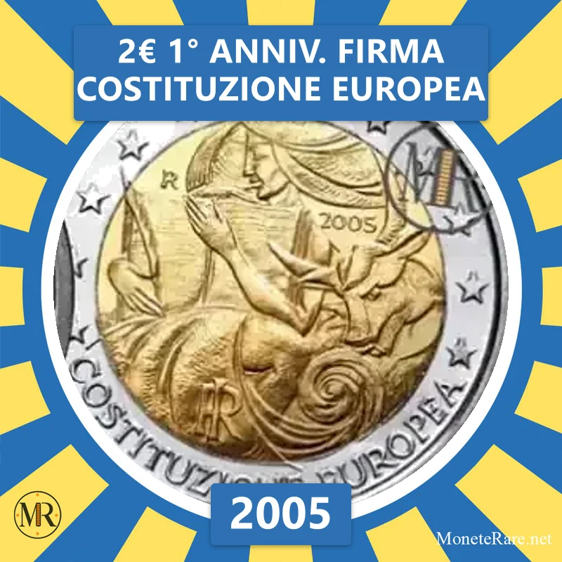 Italien 2€ 1. Jahrestag der Unterzeichnung der Europäischen Verfassung 2005 (Münzfoto)