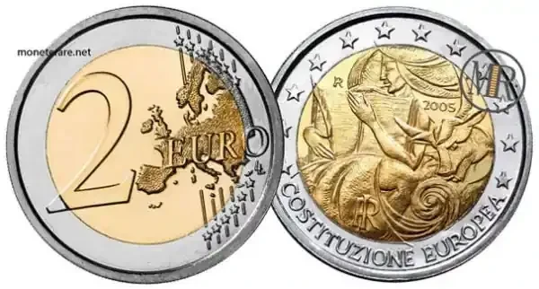 2 euro italien 2005 jahrestag der unterzeichnung der europäischen verfassung