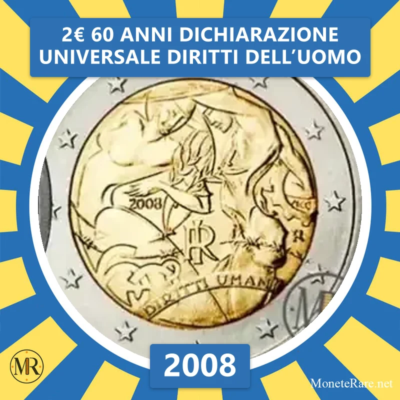 Italien 2€ 60 Jahre der Allgemeinen Erklärung der Menschenrechte 2008 (Münzfoto)