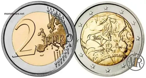 2-Euro-Gedenkmünze Italien 2008 Sechzigster Jahrestag der Allgemeinen Erklärung der Menschenrechte