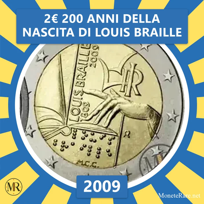 Italien 2€ 200 Jahre seit der Geburt von Louis Braille 2009 (Münzfoto)