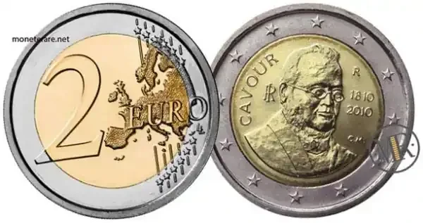 2-Euro-Gedenkmünzen Italien 2010 Zweihundertstes Jubiläum der Geburt von Cavour