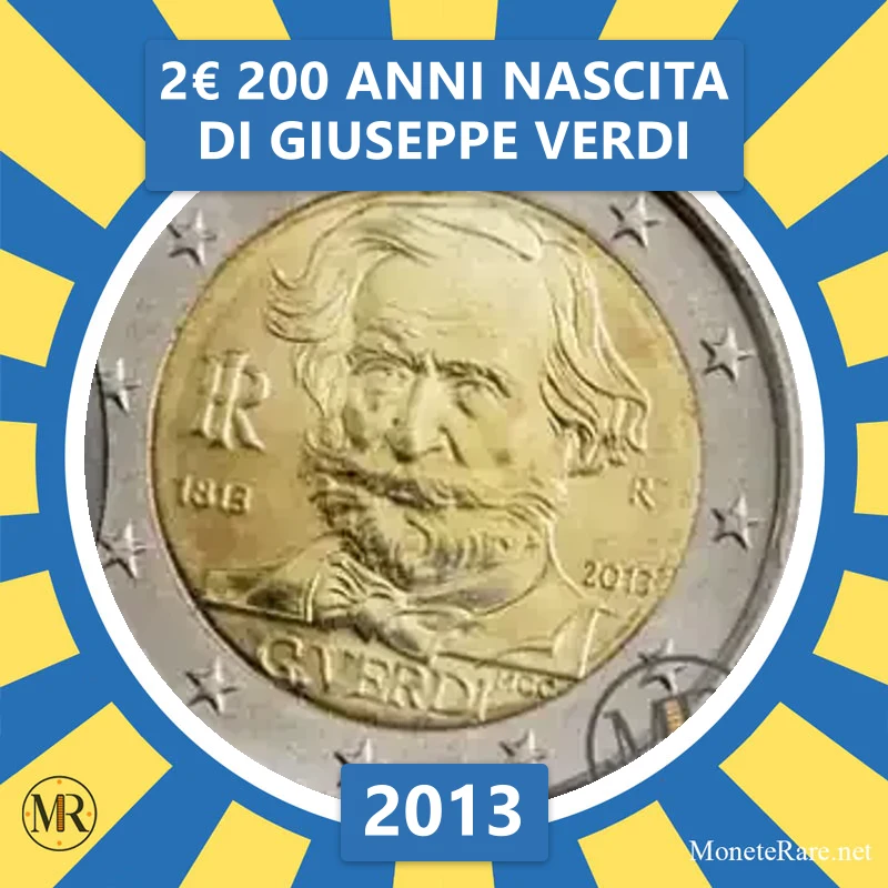Italien 2€ 200 Jahre seit der Geburt von Giuseppe Verdi 2013 (Münzfoto)