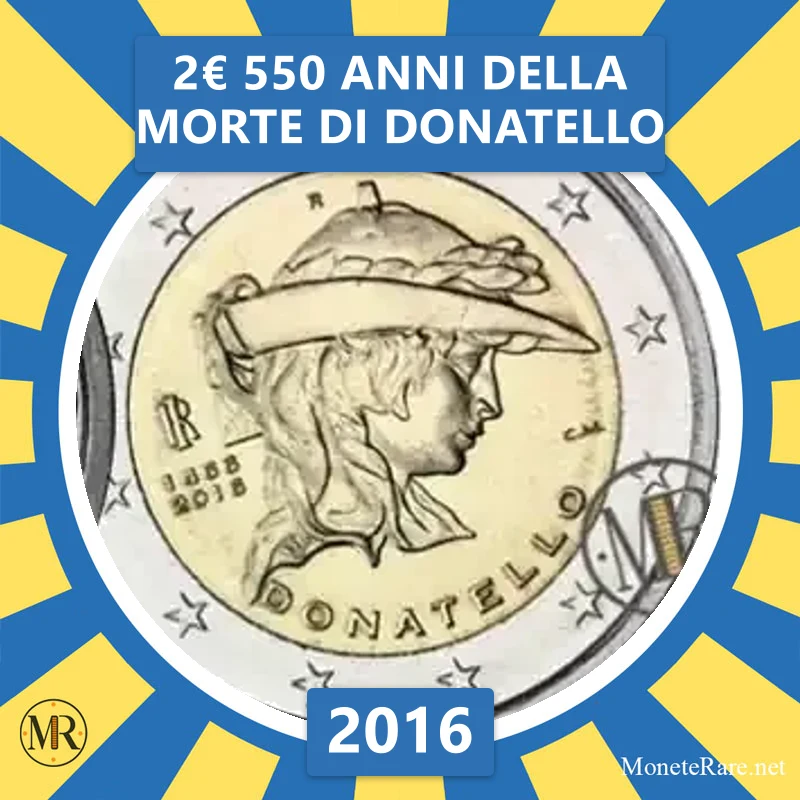 Italien 2€ 550 Jahre seit dem Tod von Donatello 2016 (Münzfoto)