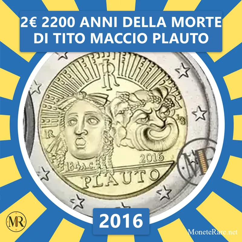 Italien 2€ 2200 Jahre seit dem Tod von T. M. Plautus 2016 (Münzfoto)