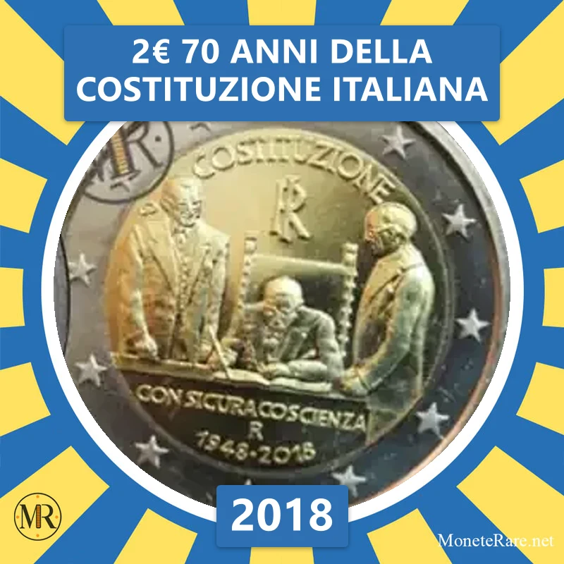 Italien 2€ 70 Jahre der Italienischen Verfassung 2018 Italien 2€ 70 Jahre der Italienischen Verfassung 2018 (Münzfoto)