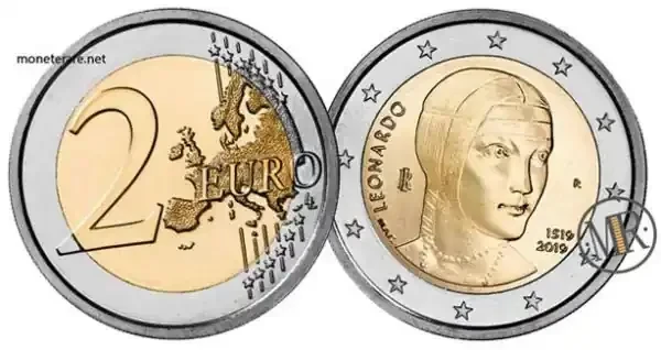 2 Euro Gedenkmünzen Italien 2019 Leonardo da Vinci