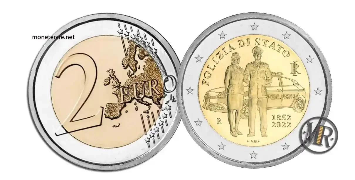 2-Euro-Gedenkmünze Italien 2022 Polizia di Stato