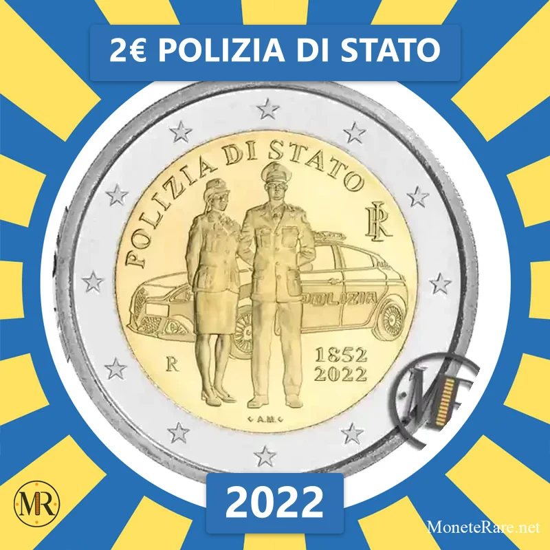 Italien 2€ Staatspolizei 2022 (Münzfoto)