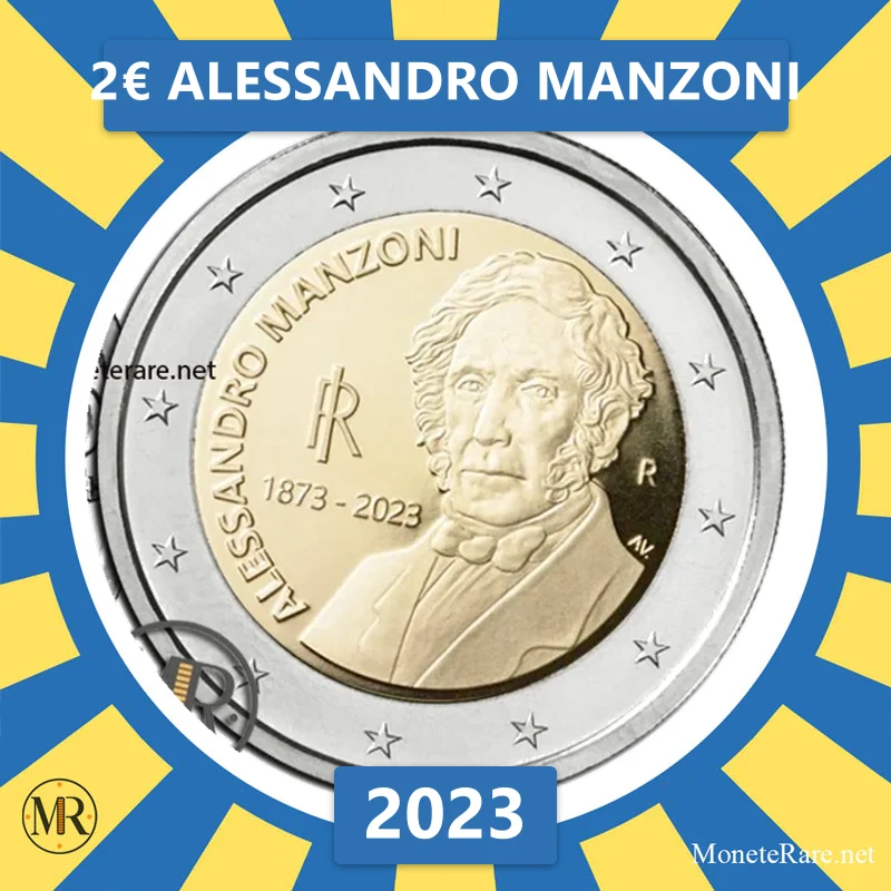 Italien 2€ Alessandro Manzoni 2023 (Münzfoto)