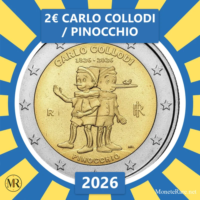 Italien 2€ Carlo Collodi / Pinocchio 2026 (Münzfoto)