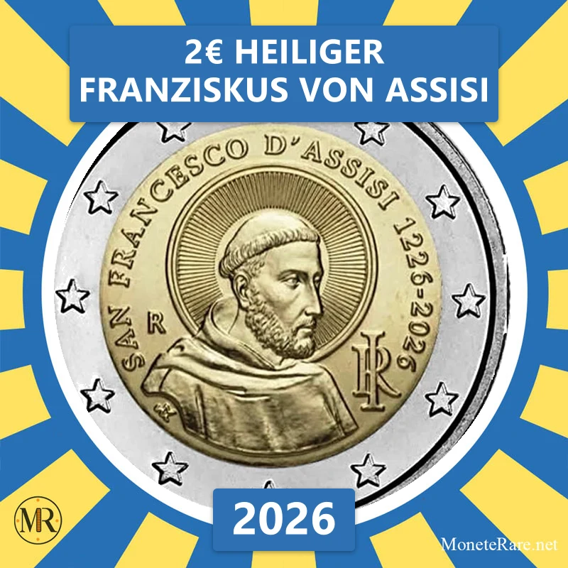 Italien 2€ Heiliger Franziskus von Assisi 2026 (Münzfoto)