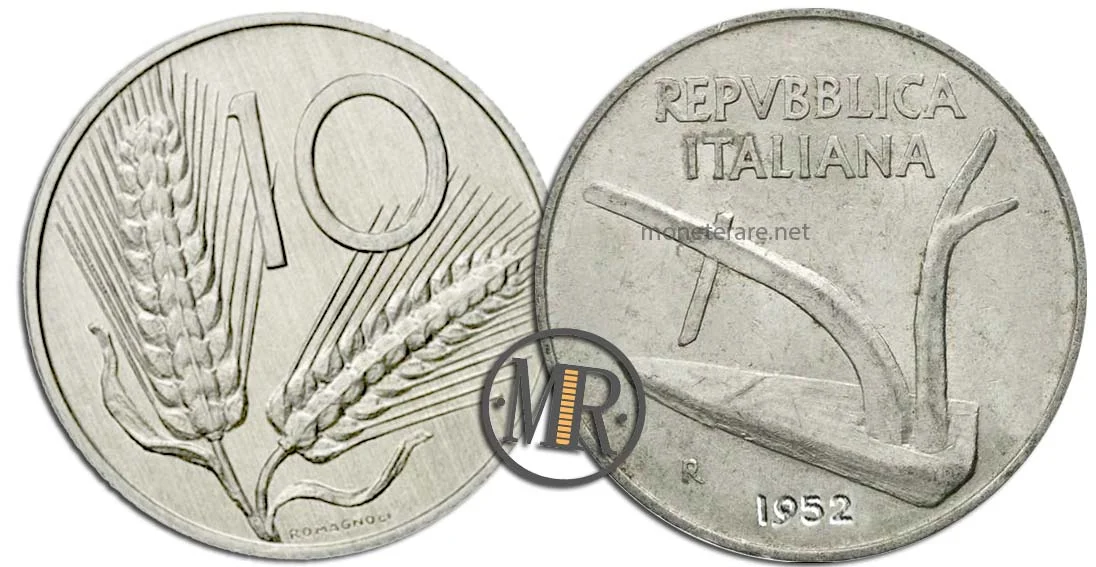 Wert, Beschreibung und Seltenheit der 10 Lire Münze von 1952